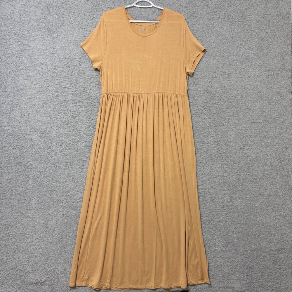 Comfort Maxi Dress XL Flowy Stretch Waist Casual Everyday Neutral NWT